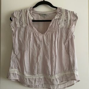 All Saints Light Purple Lace Ruffle Top